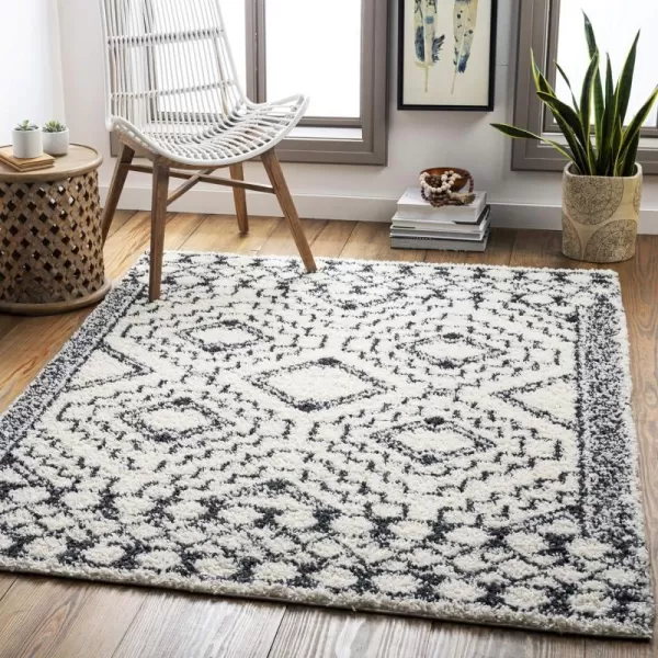 Artistic Weavers Moroccan Soft Ana Maria Shag Area Rug 5 x 8 CreamCharcoal5 x 8 Feet