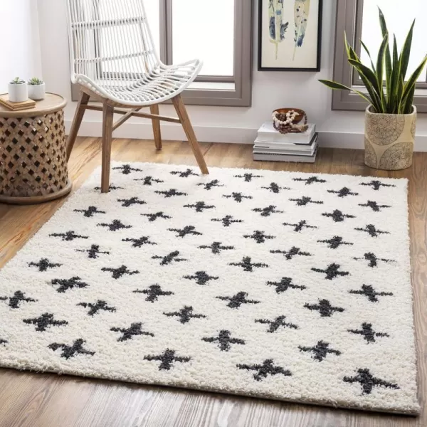 Artistic Weavers Moroccan Soft Mora Shag Area Rug710 x 10 CreamCharcoal2 ft 7 in x 7 ft 3 in CreamCharcoal