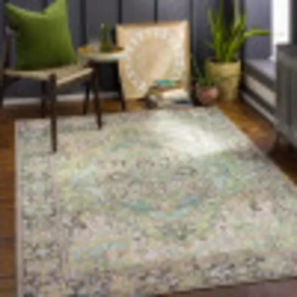 Artistic Weavers Reeta Printed Medallion Area Rug10 SquareBright RedWheat2 ft 3 in x 3 ft 9 in Dark Green