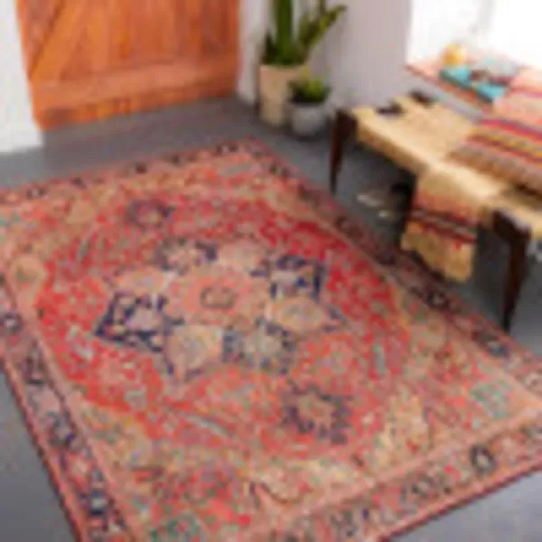 Artistic Weavers Reeta Printed Medallion Area Rug10 SquareBright RedWheat2 ft 3 in x 3 ft 9 in RedGold