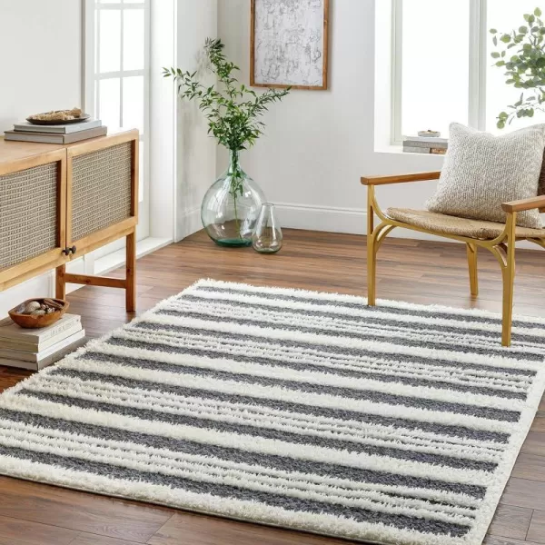 Artistic Weavers Rodos Modern Striped Shag Rug53 x 7Charcoal53 x 7