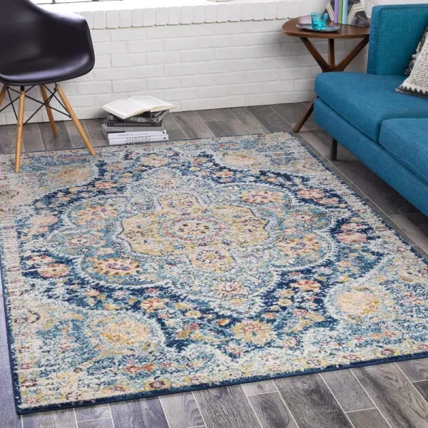 Artistic Weavers Romaine Vintage Medallion Area Rug 710 x 103 Sky BlueNavy 53 x 76