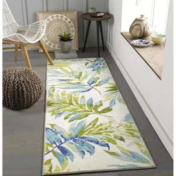 Artistic Weavers Samar Tropical Palm Frond Area Rug 5 x 76 LimeAqua26 x 76 LimeAqua