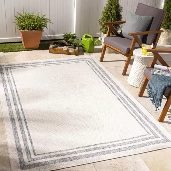 Artistic Weavers Sawyer Cottage Border Outdoor Area Rug 53 x 7 CreamBlueArtistic Weavers Sawyer Cottage Border Outdoor Area Rug 53 x 7 CreamBlue