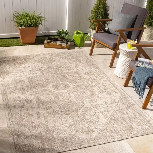 Artistic Weavers Sawyer Vintage Medallion Outdoor Area Rug 53 x 7 TanArtistic Weavers Sawyer Vintage Medallion Outdoor Area Rug 53 x 7 Tan