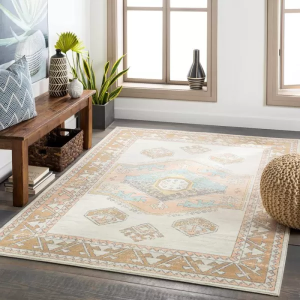 Artistic Weavers Sokanon Outdoor Medallion Area Rug53 x 73IvorySaffron53 x 73 IvorySaffron