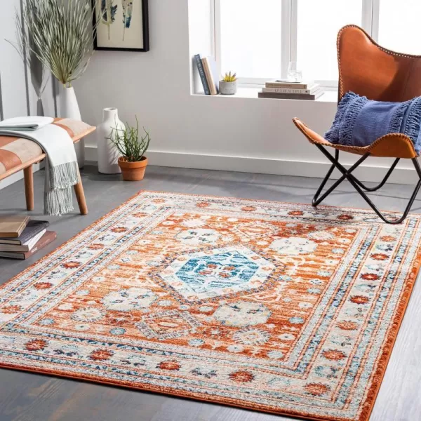 Artistic Weavers Tevazu Vintage Area Rug53 x 7Light Blue53 x 7 Burnt Orange