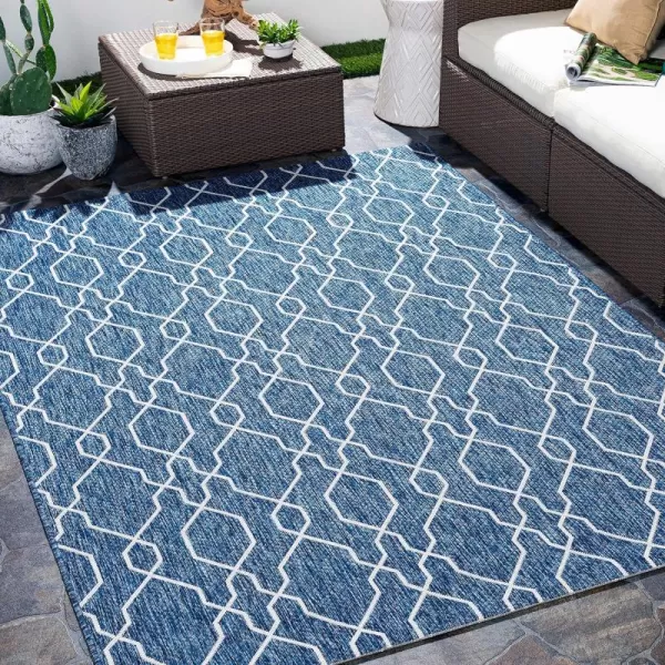 Artistic Weavers Wallis Outdoor Traditional Area Rug 710 Square Black53 x 73 Oval Dark Blue