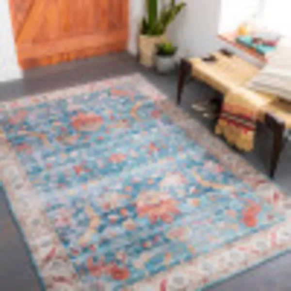 Artistic Weavers Xavi Oriental Border Area Rug 5 x 76 Blush36 x 56 Sky Blue