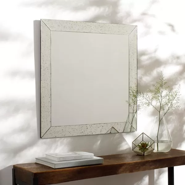 Artistic Weavers Zortman Speckled Square Beveled Glass Mirror 24 H x 24 W x 02 D Silver30H x 30W x 02D