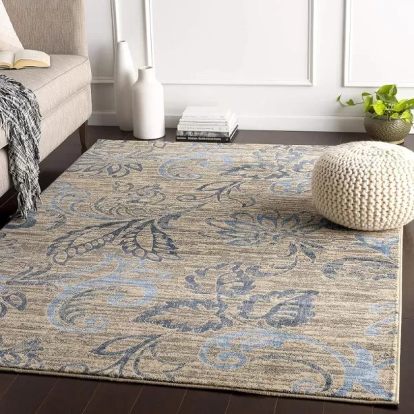 Deacon Coffee Bean Transitional Area Rug 10 x 13Rectangular Blue 3 ft 11 in x 5 ft 3 in