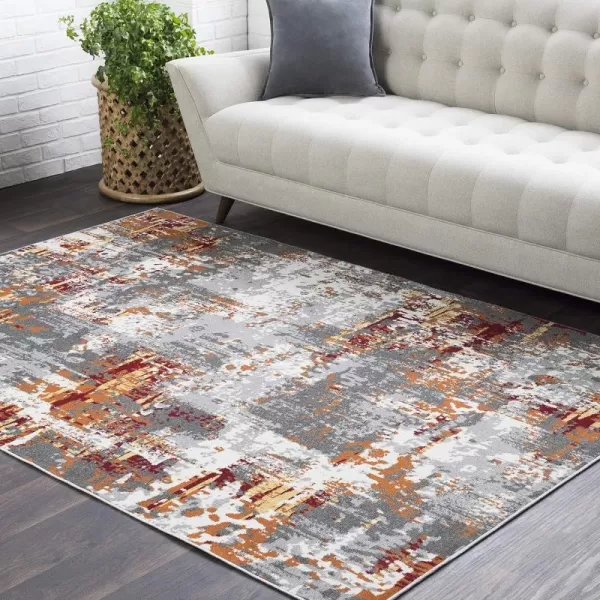 Dreama Burnt Orange and Gray Modern Area Rug 710 x 103710 x 102 Burnt Orange