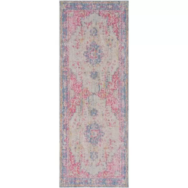 Emilio Pink and Blue Updated Traditional Area Rug 2 x 332 x 82 Denim