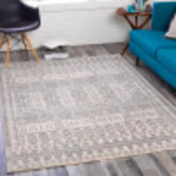 Kiri Global Bohemian Area Rug53 x 76 Light Gray