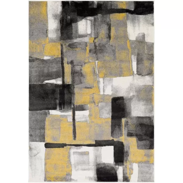 Malachi Black and Gray Modern Area Rug 711 x 1053 x 76 Mustard