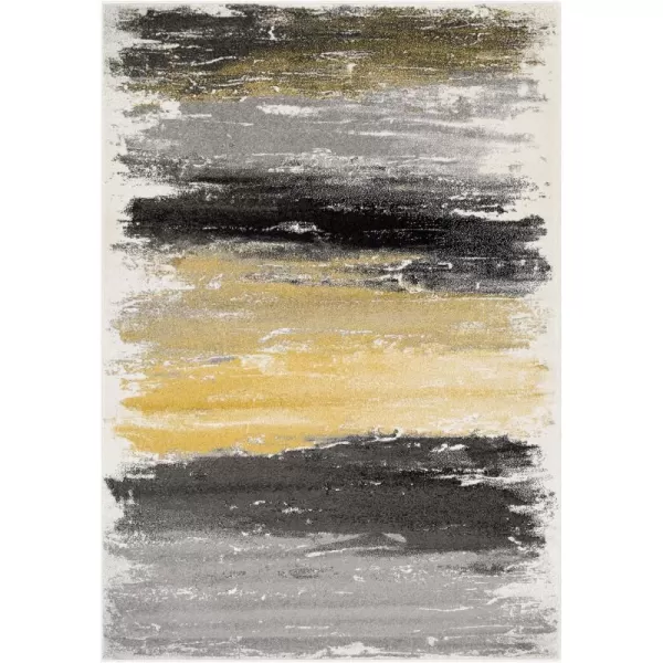 Nicola Gray and Yellow Modern Area Rug 53 x 7653 x 76 Yellow