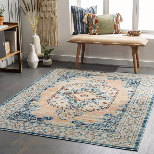 Redondo Beach Outdoor Boho Area Rug53 x 7SlateCoral710 x 10 PeachNavy