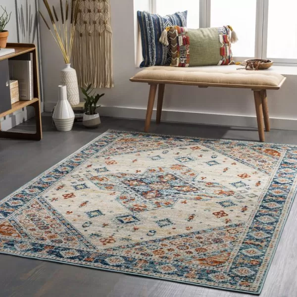 Redondo Beach Outdoor Boho Area Rug53 x 7SlateCoral9 x 12 Light Grey  Blue