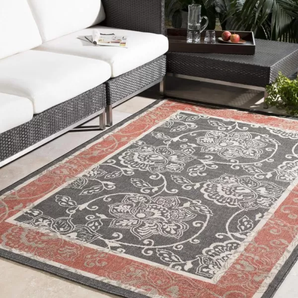 Rhoda Taupe and Brown Indoor  Outdoor Area Rug 89 Square37 x 57 Black