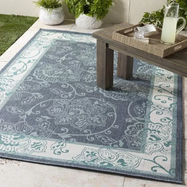 Rhoda Taupe and Brown Indoor  Outdoor Area Rug 89 Square73 x 106 Blue