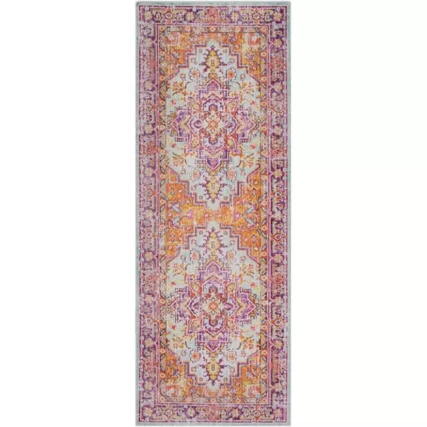 Rolland Purple and Orange Updated Traditional Area Rug 710 x 10632 x 82 Saffron