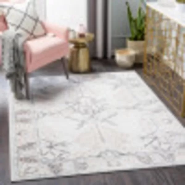 Saladin Traditional Classic Area Rug79 x 96 Light Gray