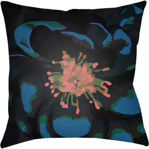 Surya Abstract Floral Pillow Cover W 20 D 4 H 20 Turquoise18 x 18 Dark Bluedark Greenblackdark Brownbright Red