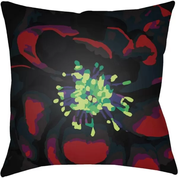 Surya Abstract Floral Pillow Cover W 20 D 4 H 20 Turquoise18 x 18 Lime Dark Red Black Dark Purple Grass Green