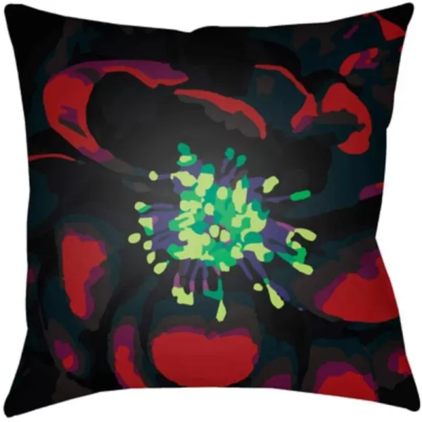 Surya Abstract Floral Pillow Cover W 20 D 4 H 20 Turquoise20 x 20 Aqua Teal Olive Medium Gray Charcoal