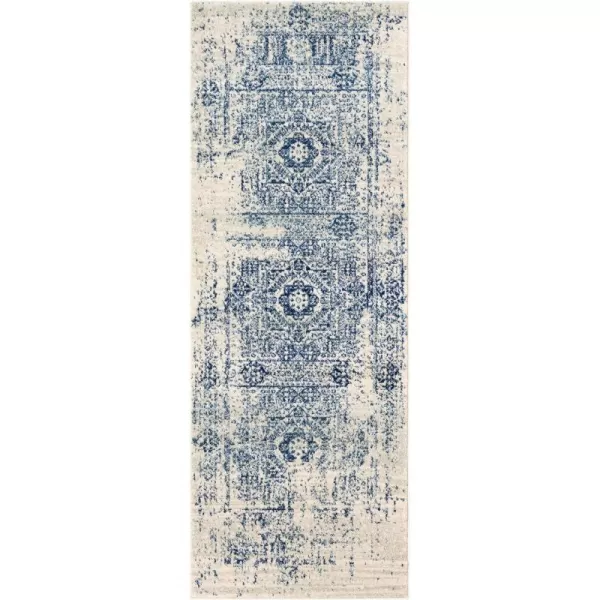 Valeria Dark Blue Light Gray and Beige Updated Traditional Area Rug 27 x 73Valeria Dark Blue Light Gray and Beige Updated Traditional Area Rug 27 x 73