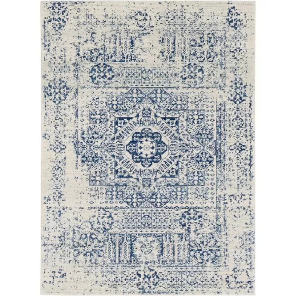 Valeria Dark Blue Light Gray and Beige Updated Traditional Area Rug 710 x 1032 x 3 Blue