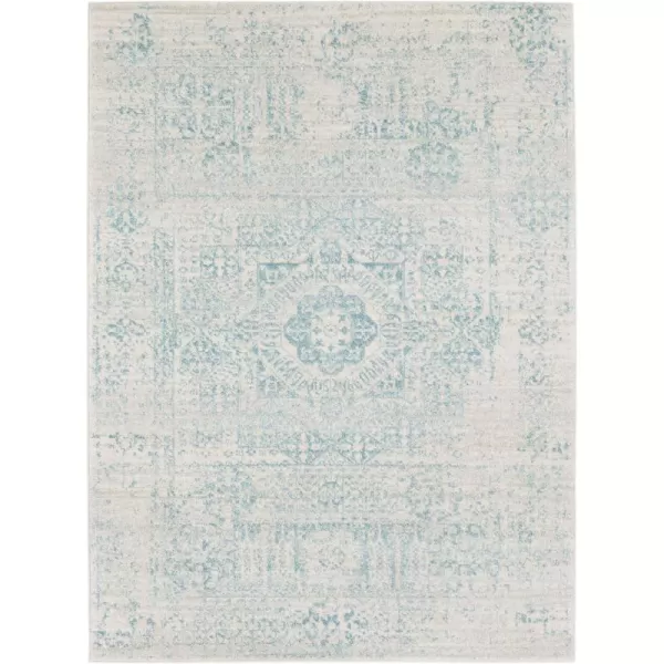 Valeria Dark Blue Light Gray and Beige Updated Traditional Area Rug 710 x 1032 x 3 Light Teal