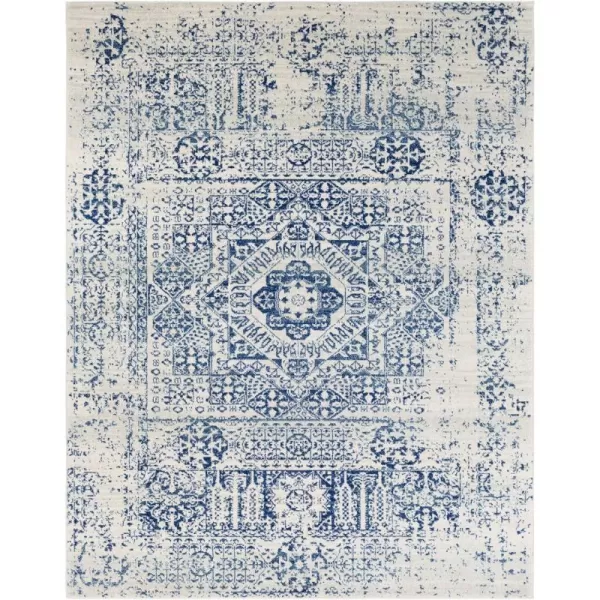 Valeria Dark Blue Light Gray and Beige Updated Traditional Area Rug 710 x 10393 x 126 Blue