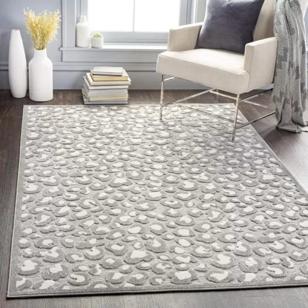 Artistic Weavers Fran Outdoor Leopard Area Rug 53quot x 73quot Medium GrayMedium Gray