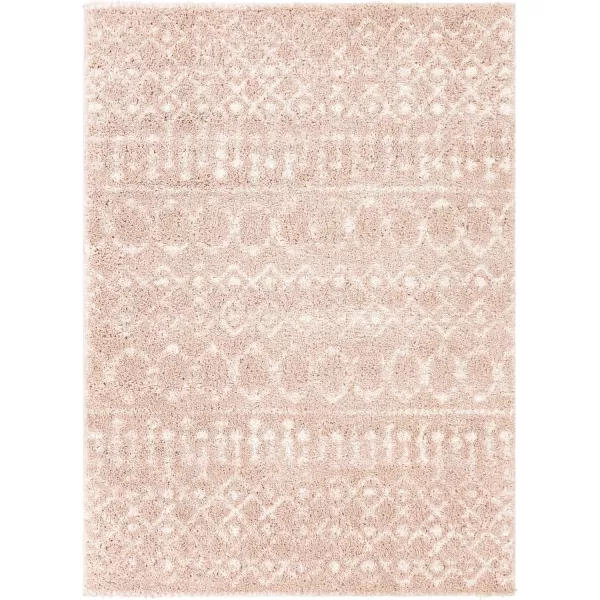 Livabliss Anita Bohemian Shag Area Rug53quot x 73quot CreamPale PinkBlush