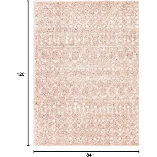 Livabliss Anita Bohemian Shag Area Rug53quot x 73quot CreamPale PinkBlush