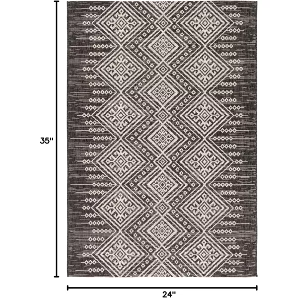 Livabliss Birch Bohemian Outdoor Area Rug53quot x 77quotBlackBlack