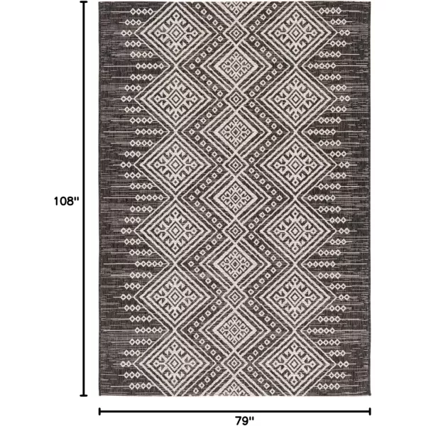 Livabliss Birch Bohemian Outdoor Area Rug53quot x 77quotBlackBlack