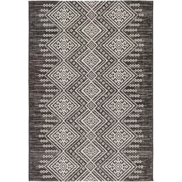 Livabliss Birch Bohemian Outdoor Area Rug53quot x 77quotBlackBlack