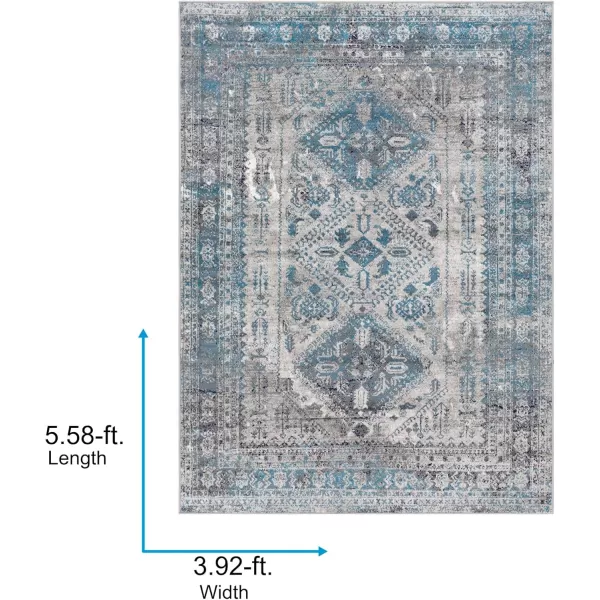 Livabliss Desta Vintage Oriental Area Rug53quot x 73quotNavyBlueGrey