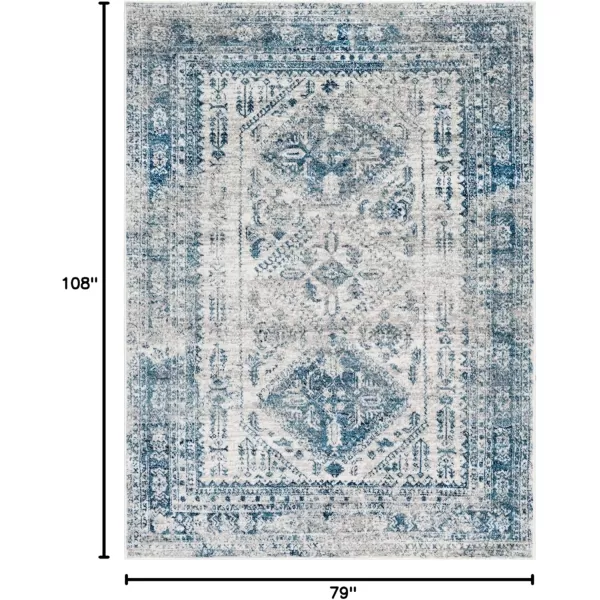 Livabliss Desta Vintage Oriental Area Rug53quot x 73quotNavyBlueWhite