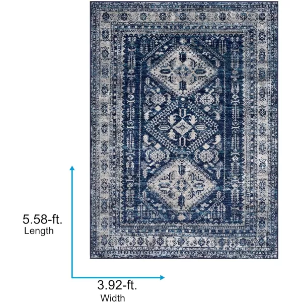 Livabliss Desta Vintage Oriental Area Rug53quot x 73quotNavyNavy