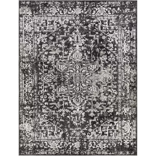 Livabliss Janine Vintage Medallion Area Rug53quot x 73quotBlackBlack