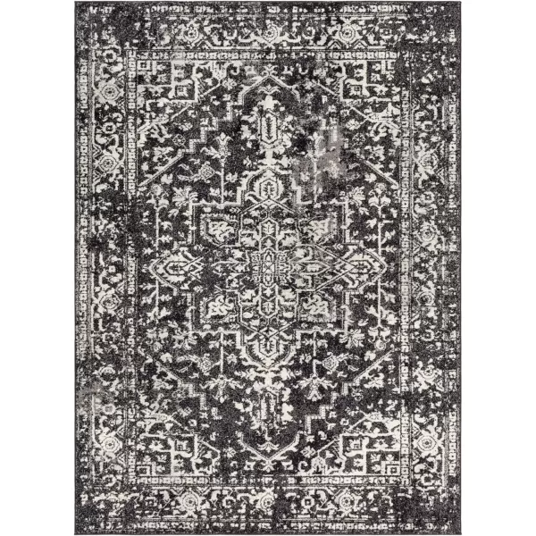 Livabliss Janine Vintage Medallion Area Rug53quot x 73quotBlackBlack