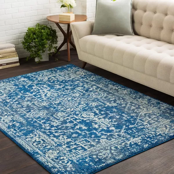 Livabliss Janine Vintage Medallion Area Rug53quot x 73quotBlackDark Blue