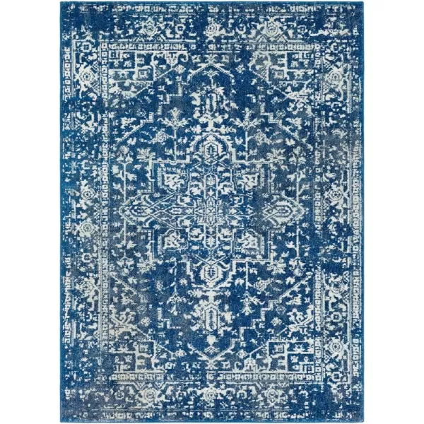 Livabliss Janine Vintage Medallion Area Rug53quot x 73quotBlackDark Blue