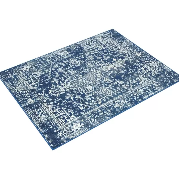 Livabliss Janine Vintage Medallion Area Rug53quot x 73quotBlackDark Blue