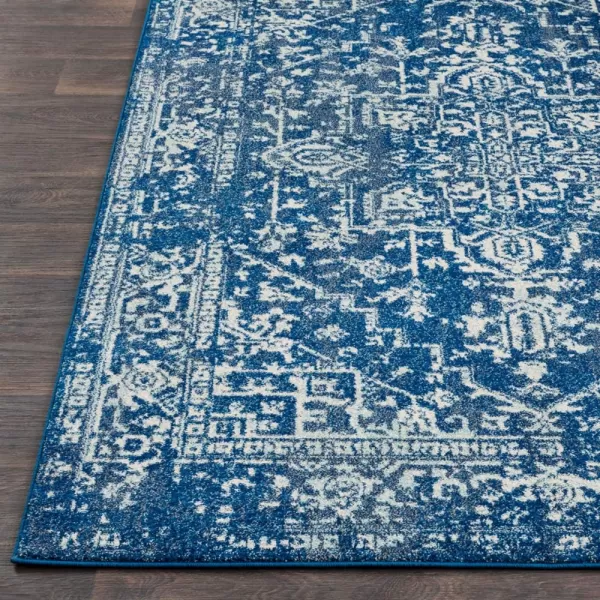 Livabliss Janine Vintage Medallion Area Rug53quot x 73quotBlackDark Blue