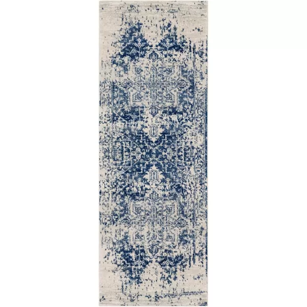 Livabliss Janine Vintage Medallion Area Rug53quot x 73quotBlackNavy