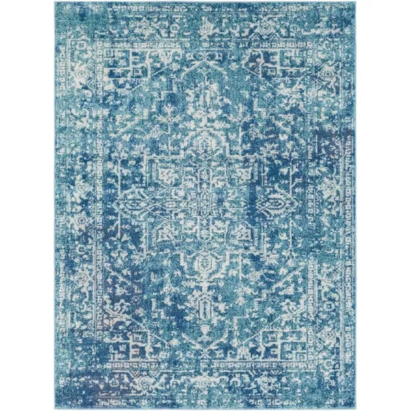 Livabliss Janine Vintage Medallion Area Rug53quot x 73quotBlackTeal